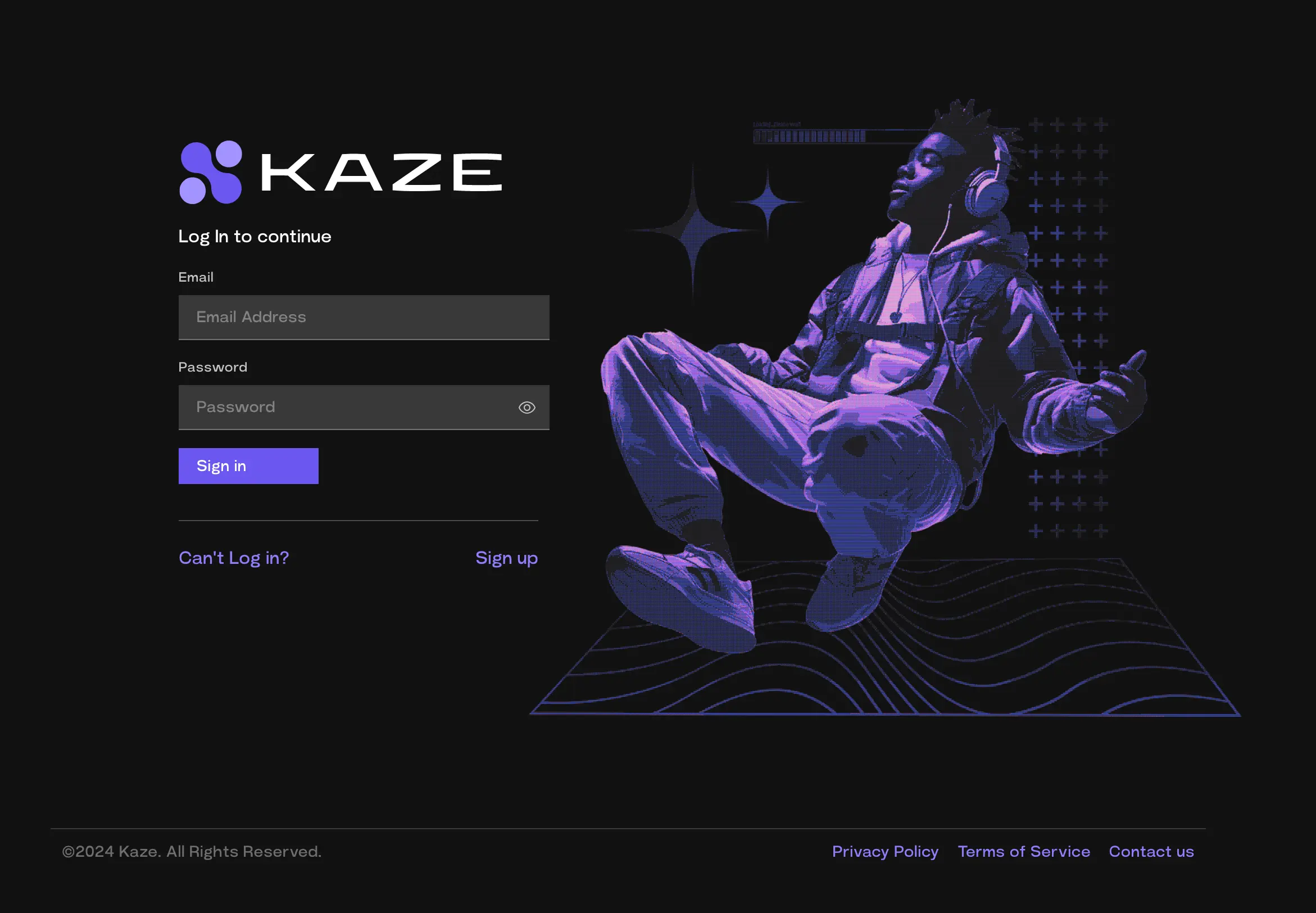 Preview picture of the Kaze.media website, a music distribution network and social media platform for musicians.